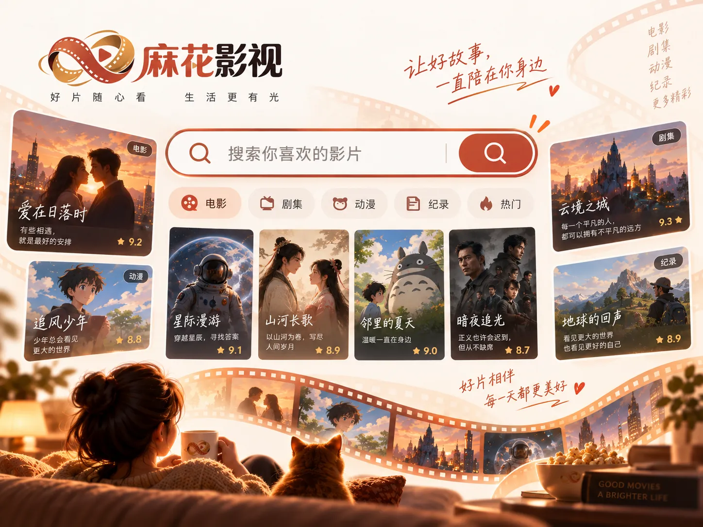 未来城市与人物剪影主题动画画面